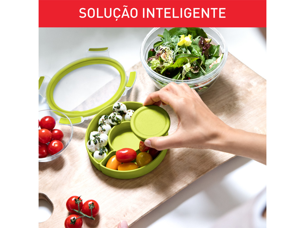 CAIXA PARA SNACKS E REFEIIÇÃO TEFAL REDONDA COM 3 DIVISÓRIAS 1L