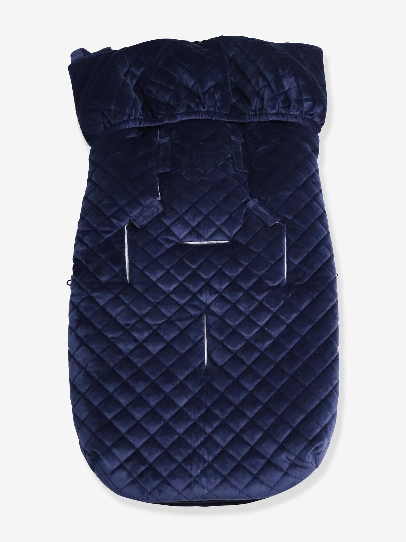 Bolsa de carrinho de bebê KAISER grande com capuz de veludo na cor azul escuro lisa
