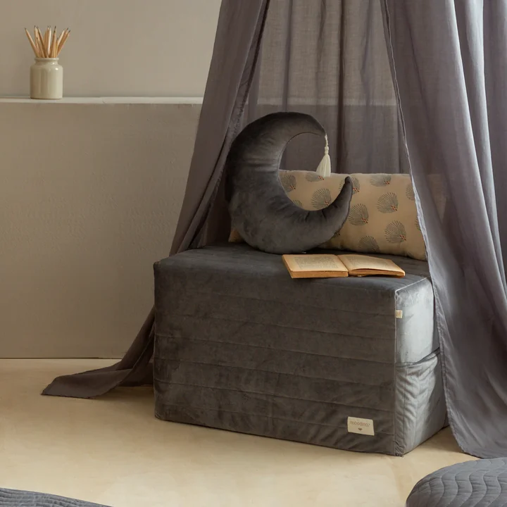 Nobodinoz - Sleepover Faltmatratze und Hocker, 57 cm, slate grey