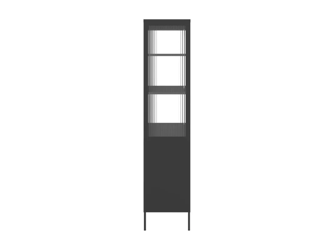 Buffet haut noir 90x40x180 cm verre et acier