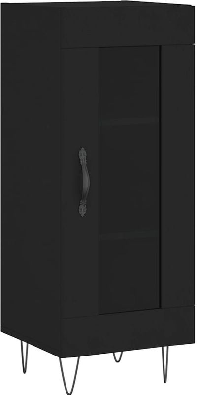 vidaXL - Dressoir - Zwart - Bewerkt Hout - 34,5x34x90 cm