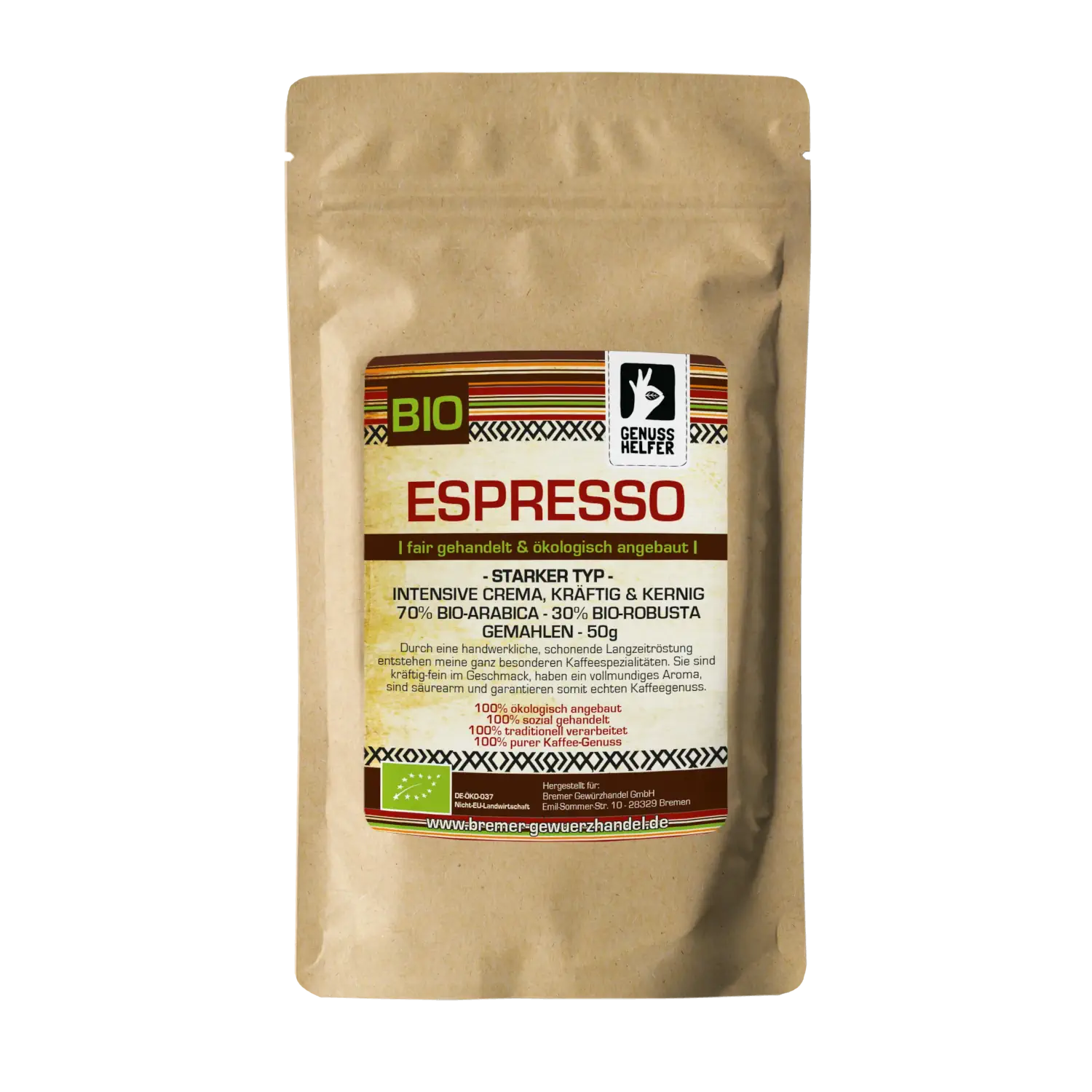 Espresso Crema, starker Typ, BIO, gemahlen, 50g