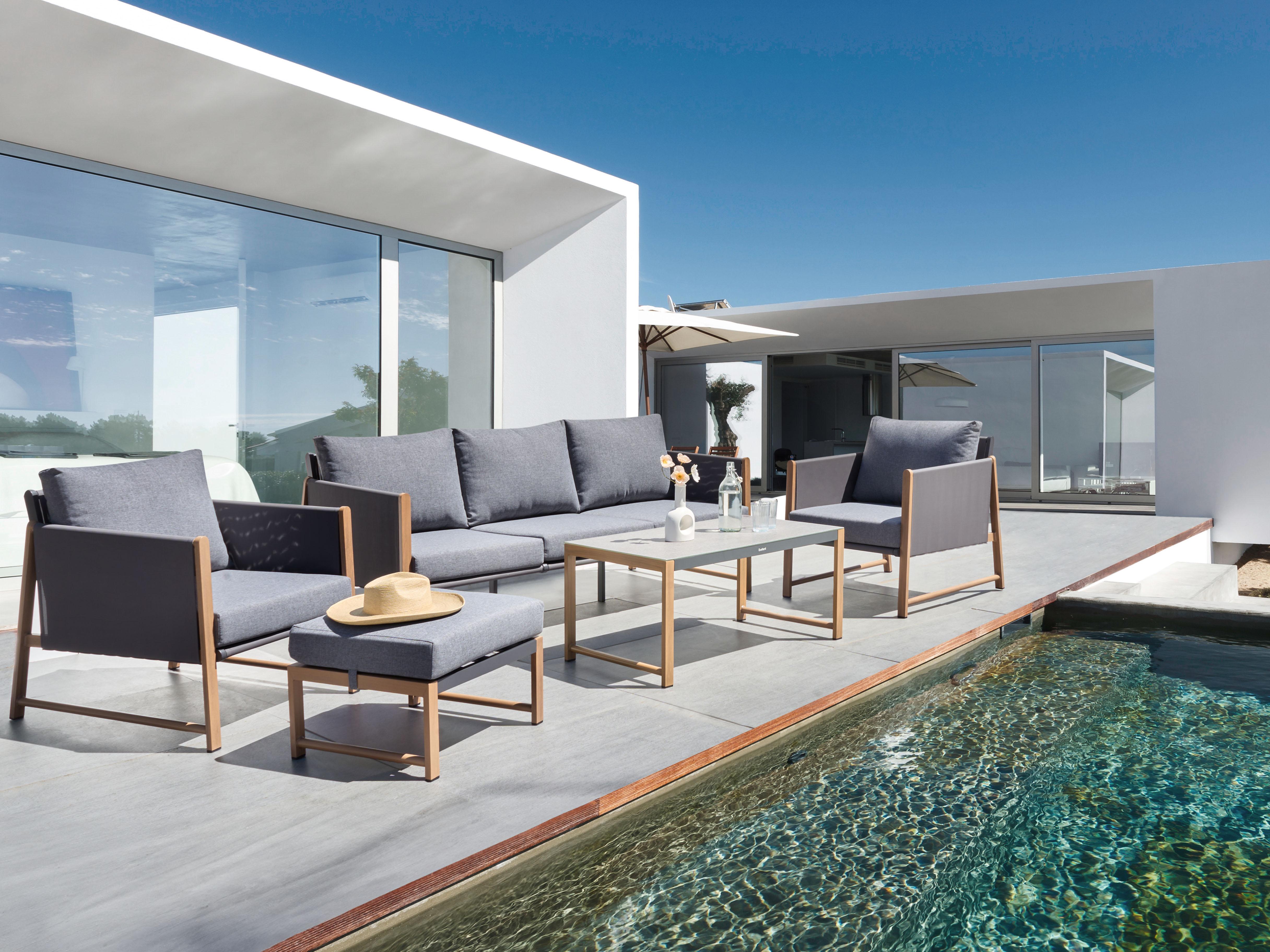 Loungeset met tafel en ottomaan 5-zits NOLA Metaal Grijs