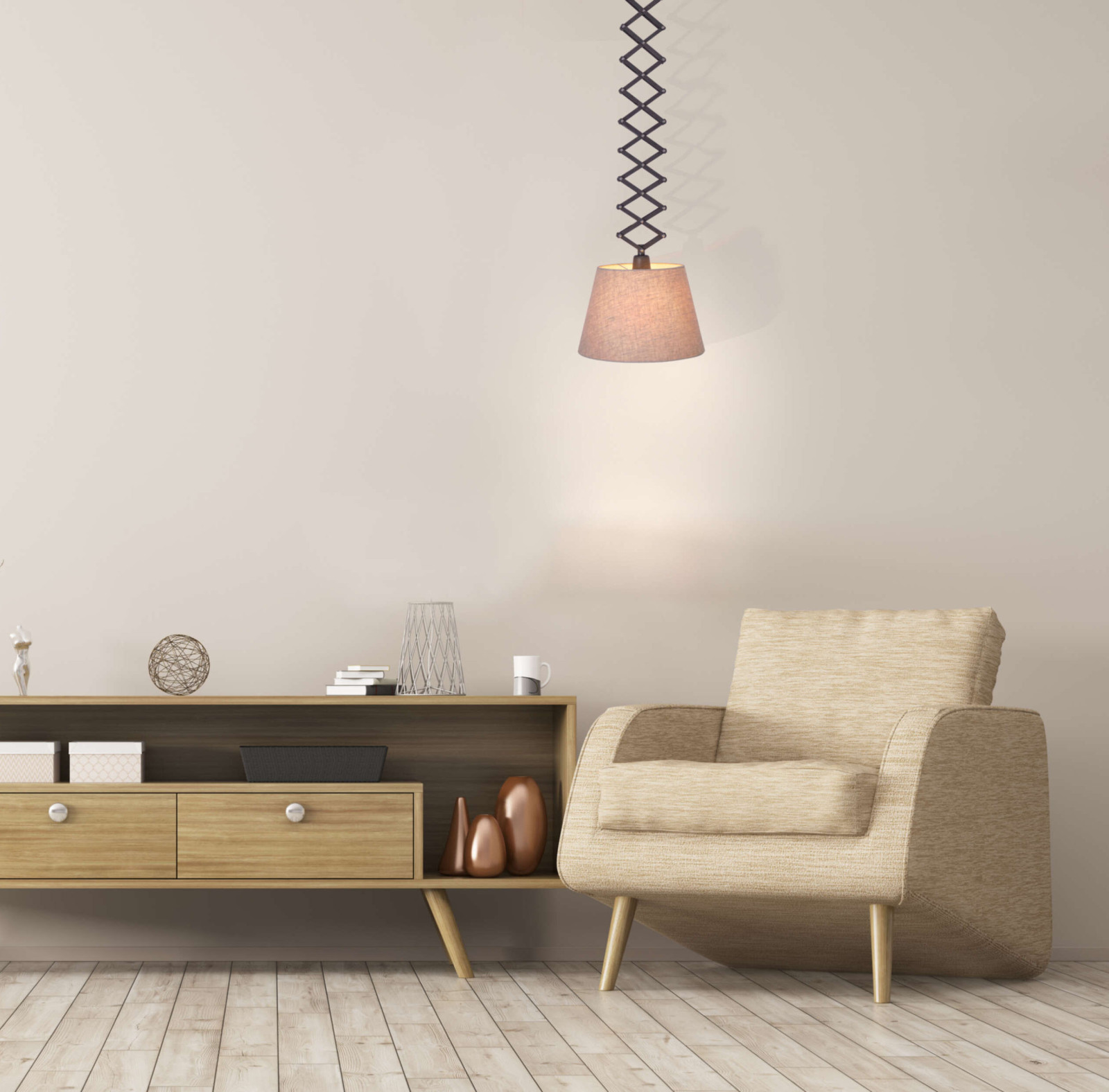 Pendelleuchte ADRIENNE - natur-braun - 1-flammig