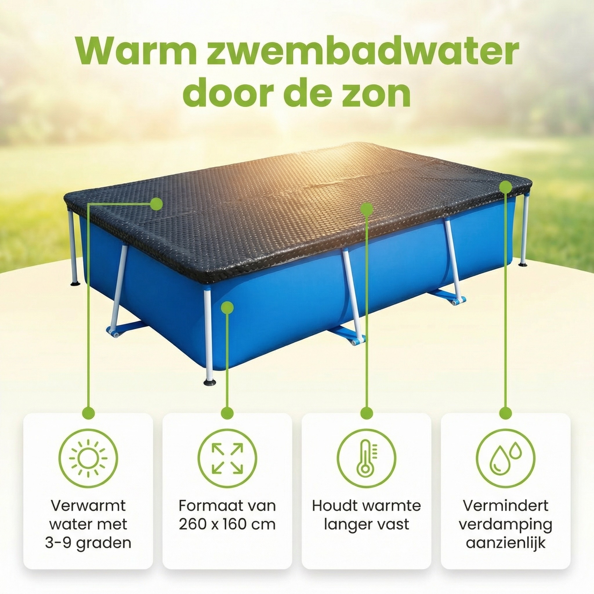 Comfortpool Pro 260x160 cm afdekzeil - Black