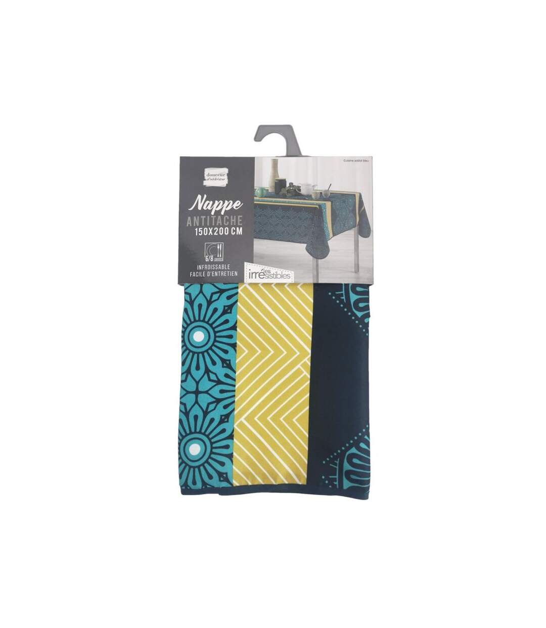 Nappe Antitache Cuisine Addict 150x200cm Bleu