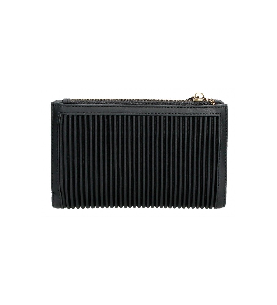 Carteira Pepe Jeans Aurora preta com porta-cartões - 17x10x2cm -