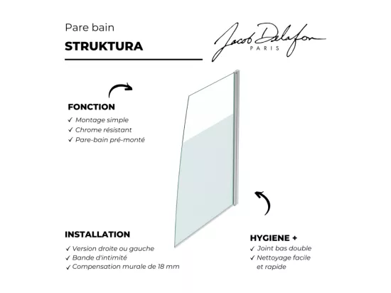 Pare bain JACOB DELAFON Serenity version droite