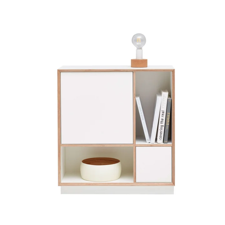 Müller Small Living - Vertiko Ply Sideboard One, Fronten CPL reinweiss (RAL 9010) / Birkenschichtholzkante