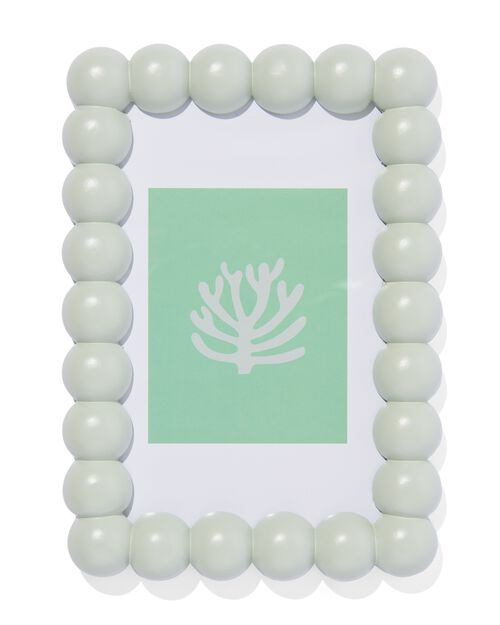 cadre photo 10x15 bois petites boules vert clair