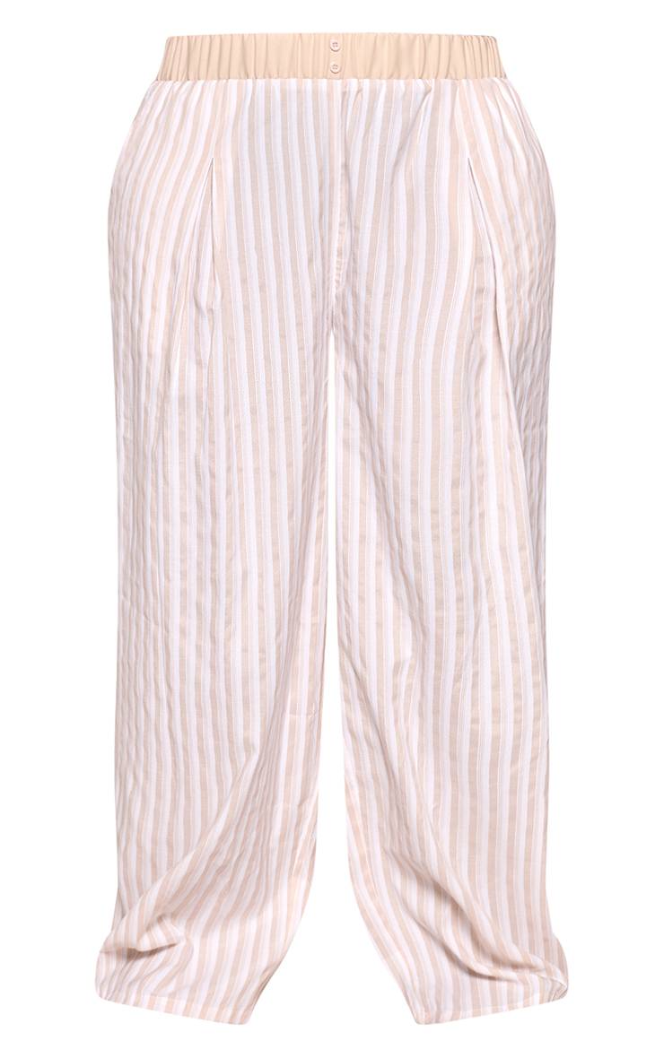 Camel Pantalon Large Grande Taille À Taille Rayée Tennis Ensemble Coordonné