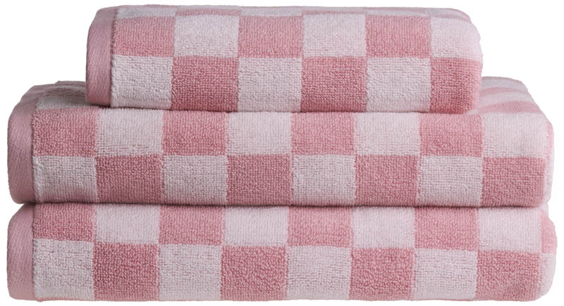 Sjakk håndkle 50x90 lys rosa