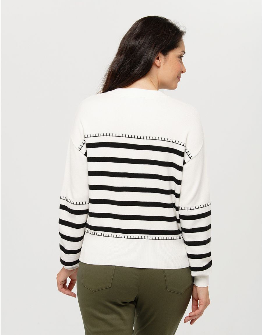 Pull marinière écru