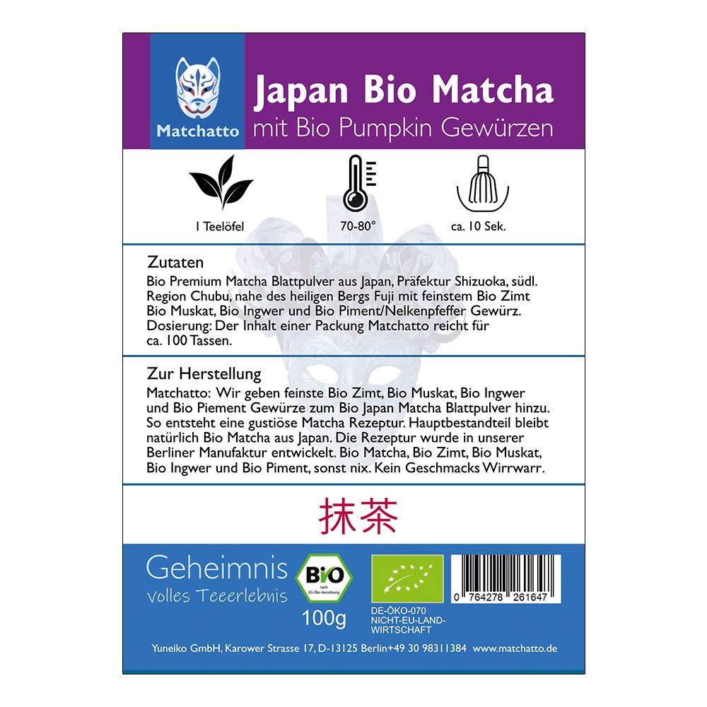 Matchatto Matcha Tee Pumpkin Spice Bio