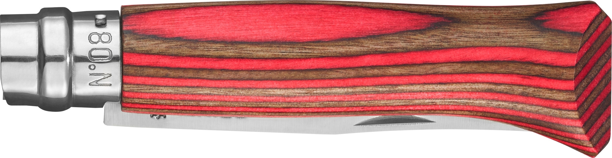 Opinel N°08 Taschenmesser mit Griff aus Birkenholz Klingenlänge 8,5 cm rot