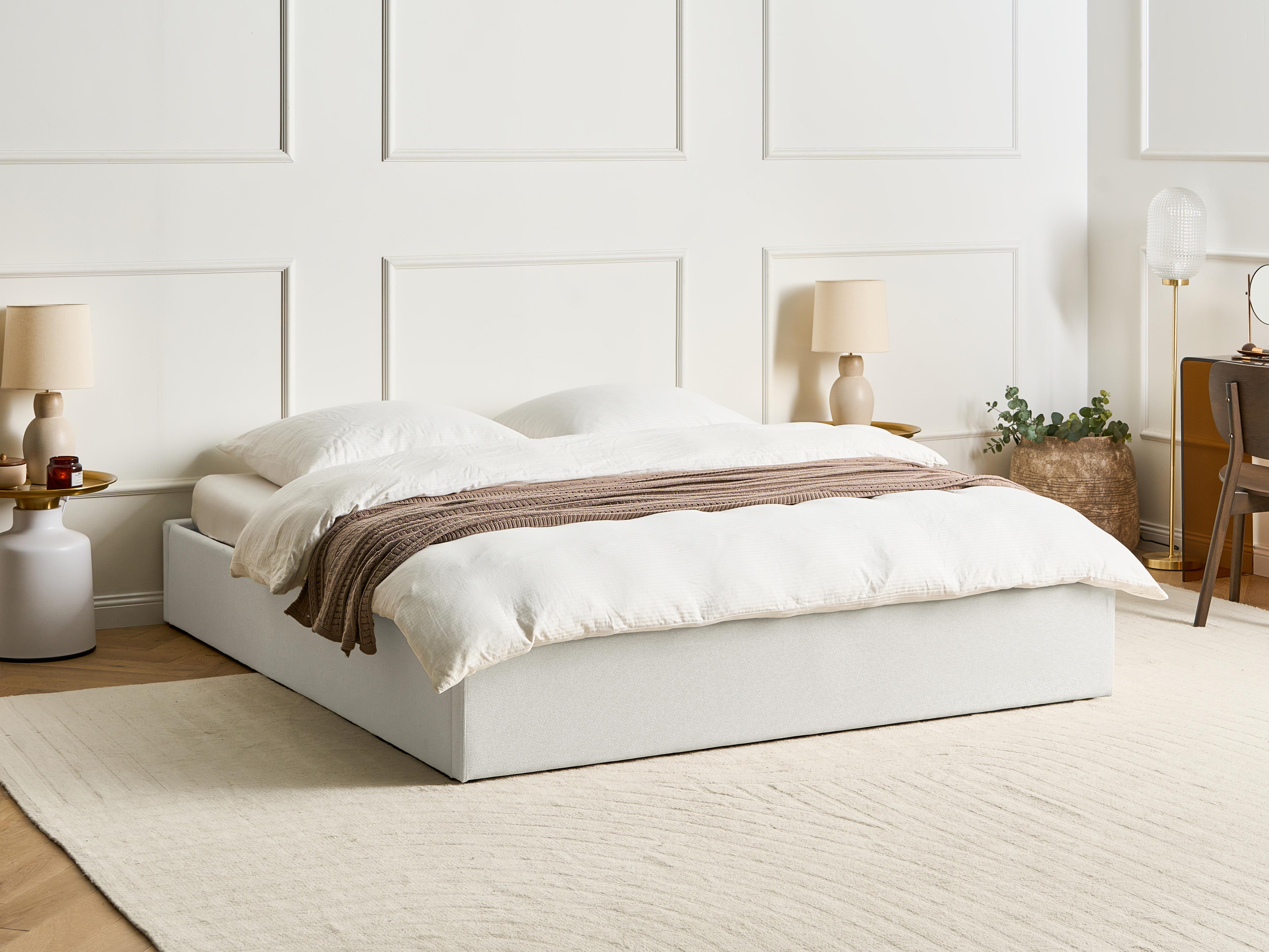 Opbergbed zonder hoofdbord Stof DINAN 180 x 200 cm Lichtbeige
