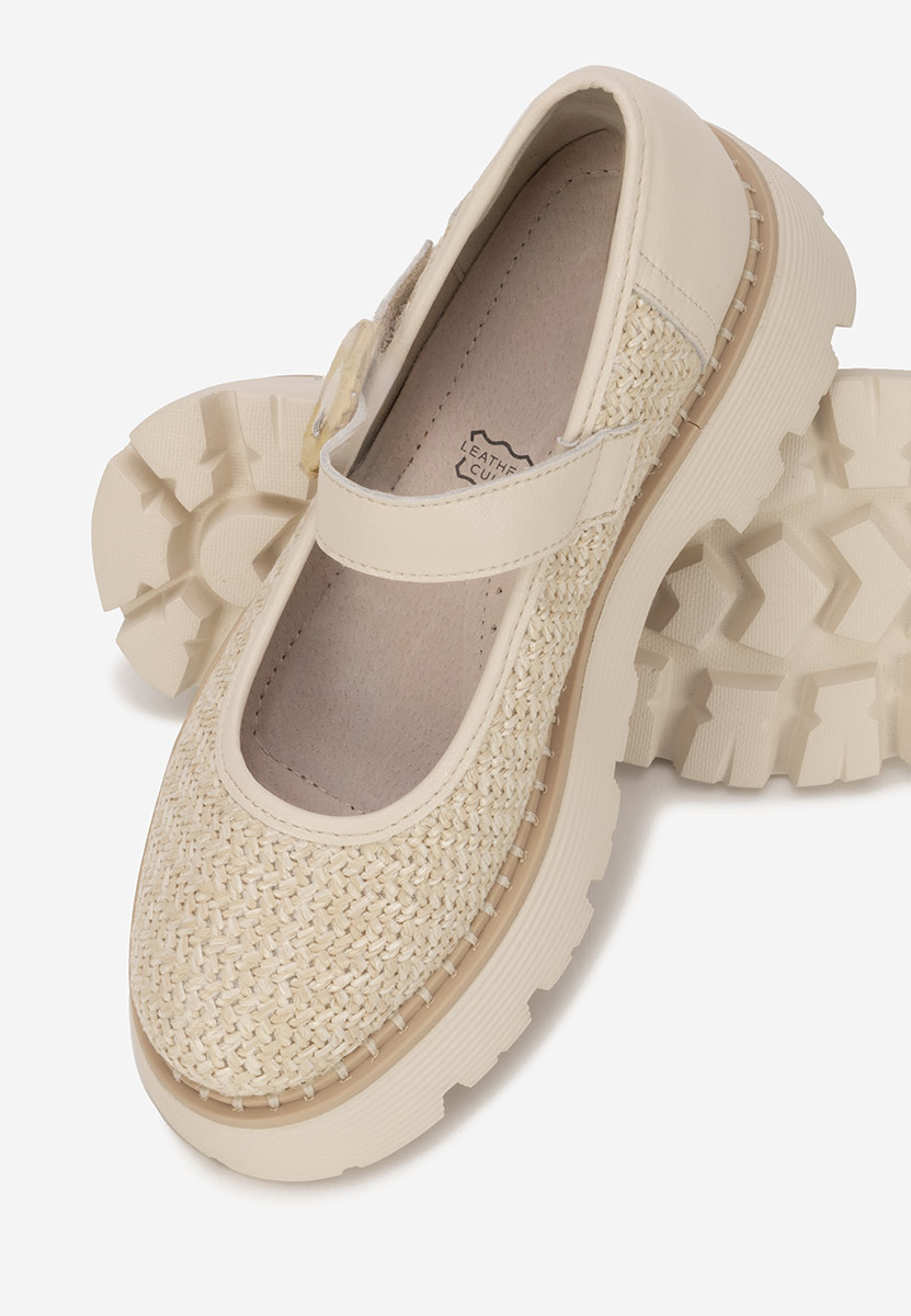 Chaussures casual femme en cuir beige Vamya