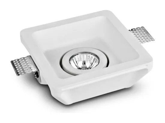 Collerette Downlight Intégration Plâtre/Pladur Carrée pour Ampoule LED GU10/GU5.3 Coupe 158x158 mm UGR17 Blanc