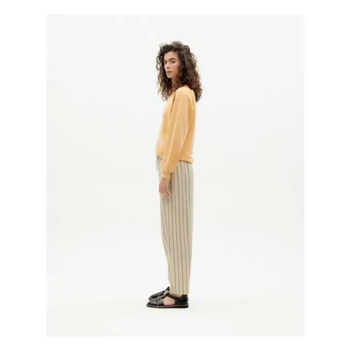 Thinking Mu Pantalon Esther Rayures Coton Bio | Beige