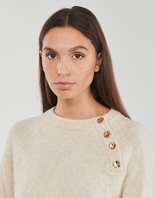 Only - ONLEMMA LS BUTTON ONECK KNT - Beige