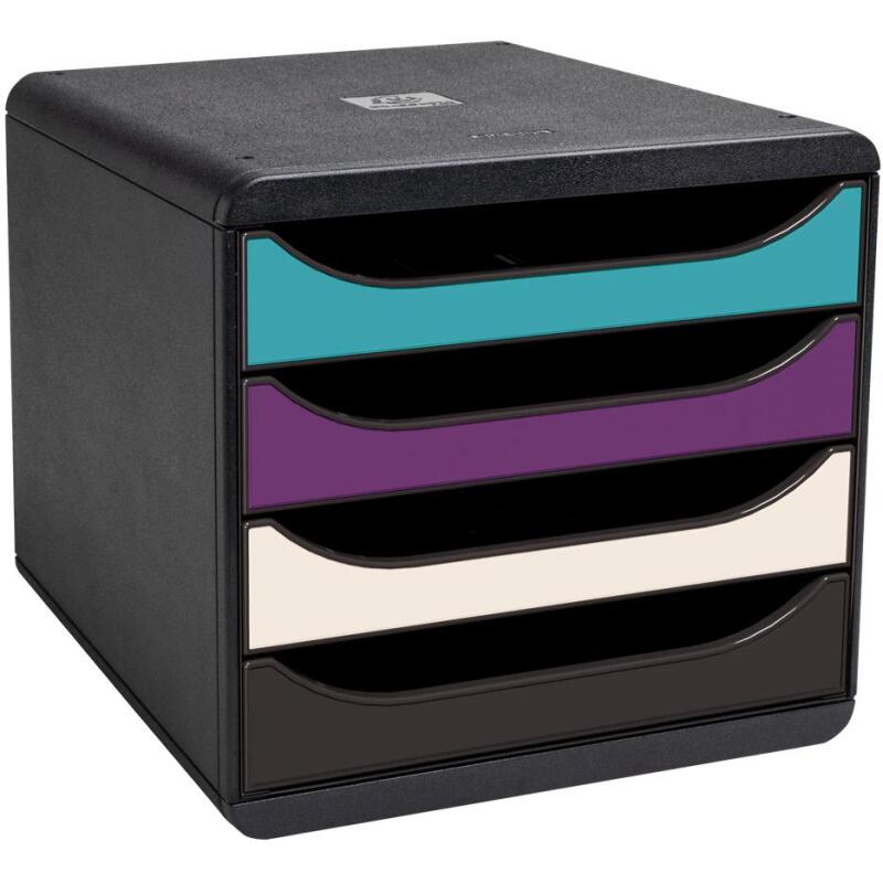 Module de classement Big Box 4 tiroirs Titane - Couleurs assorties