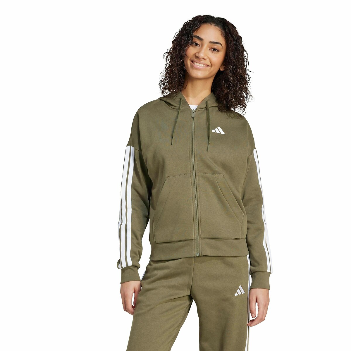 ADIDAS ROUPAS ESPORTIVAS<br>Moletom com zíper Essentials Linear