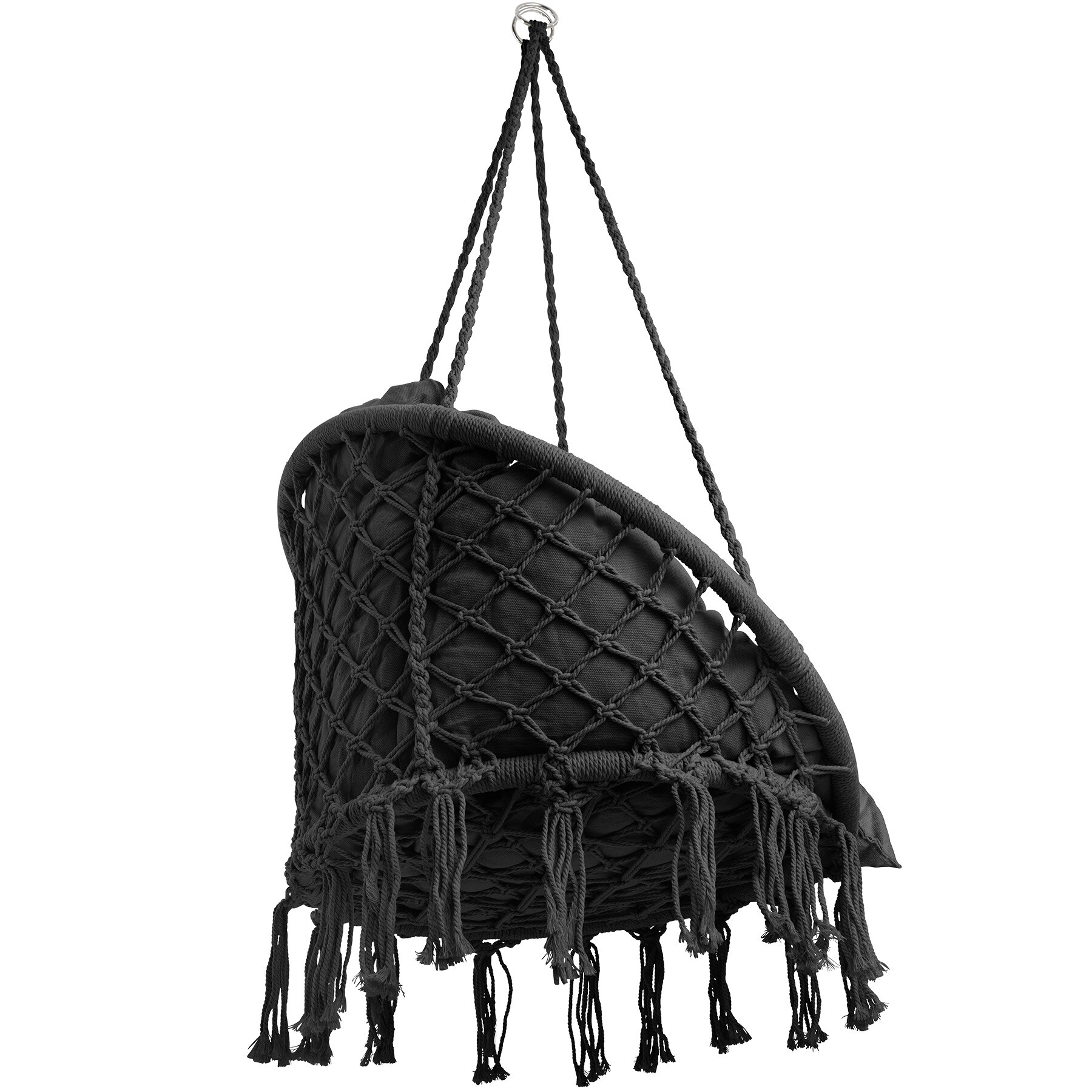 tectake® Hängesessel, mit dickem Sitzkissen, mit Zierquasten, 80 x 81 x 139 cm