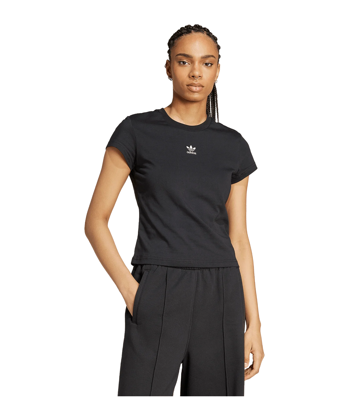 adidas Originals Essential Slim T-Shirt Damen Schwarz
