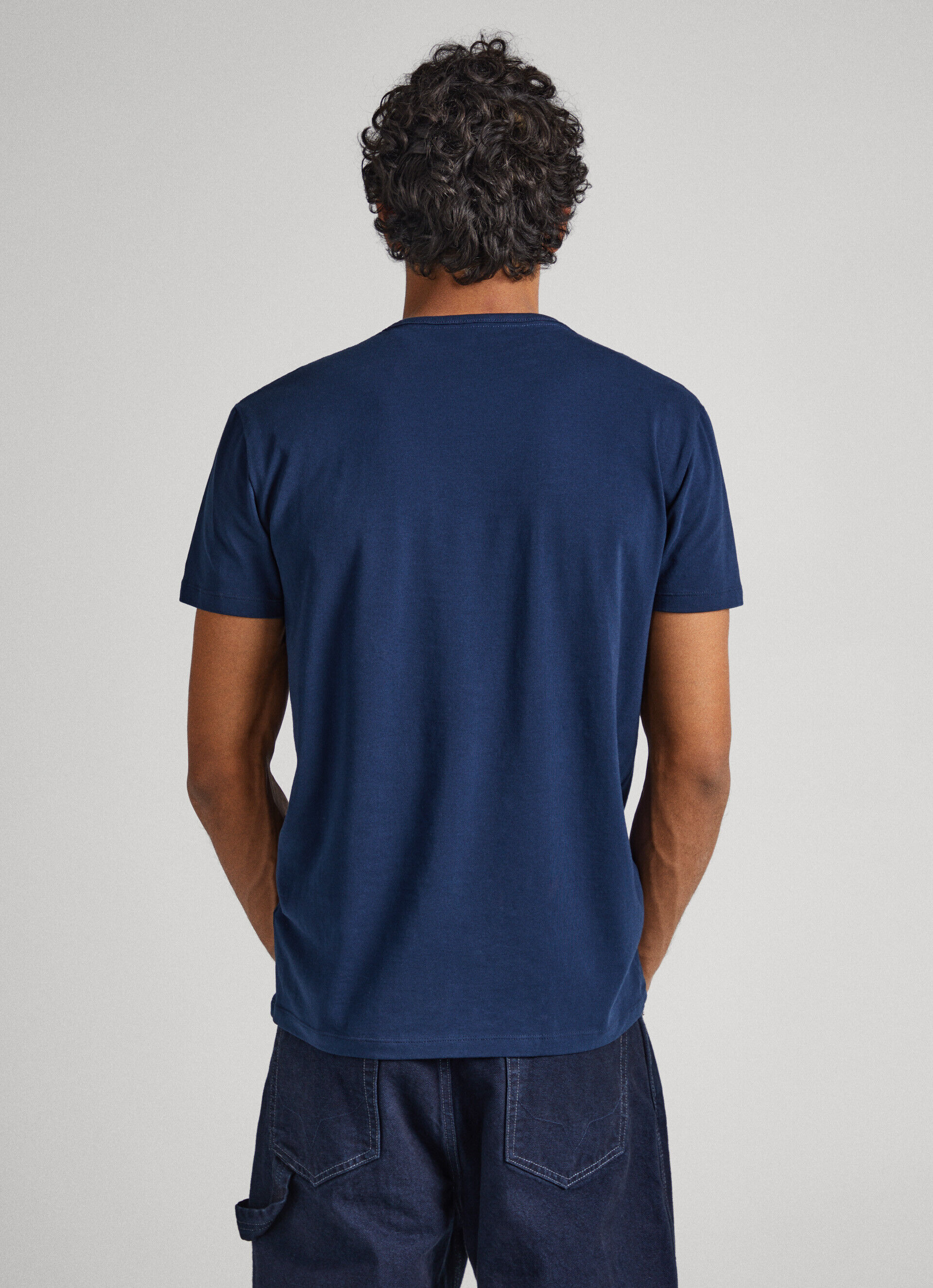 Camiseta de algodão com logotipo estampado - azul marinho