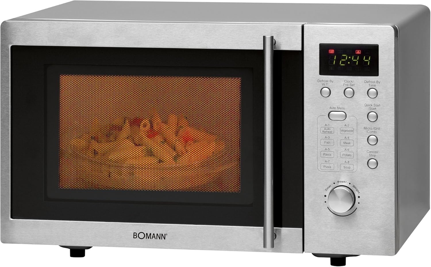 Bomann® Mikrowelle mit Grill | 1000 Watt | platzsparende Mikrowelle Unterbau | 20L Garraum | Mikrowelle klein mit 8 Programmen | Mikrowelle mit Drehteller | MWG 2211 U CB, Silber