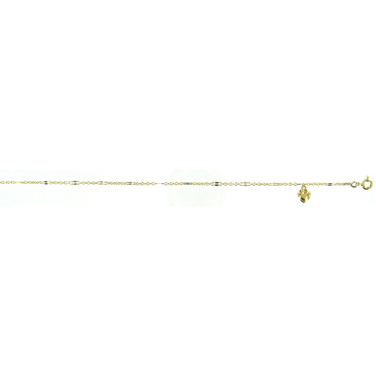 Chaine de cheville or jaue 18 carats pampille coeur