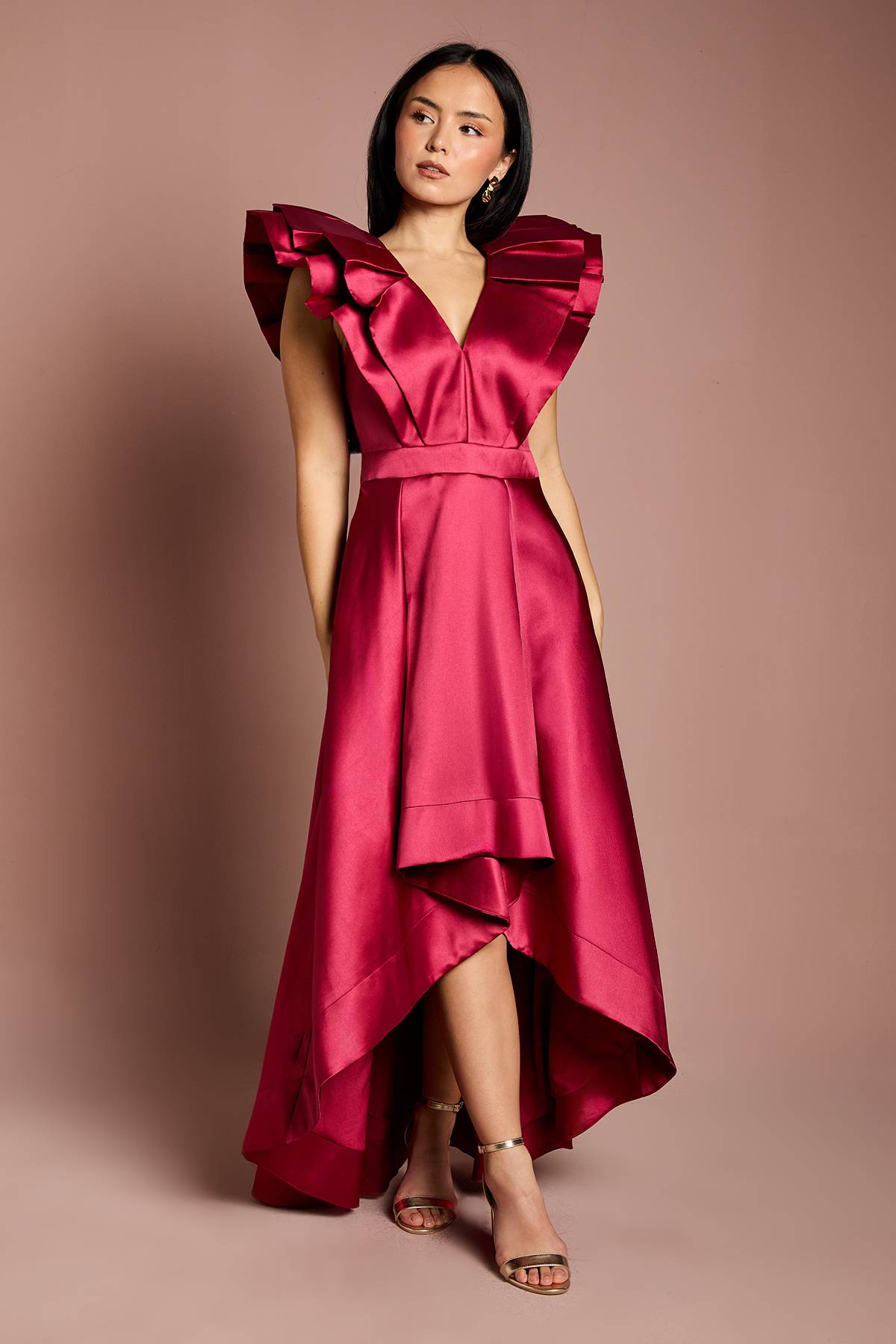 Coast Robe Midi Petite à Manches Volantées et Col en V