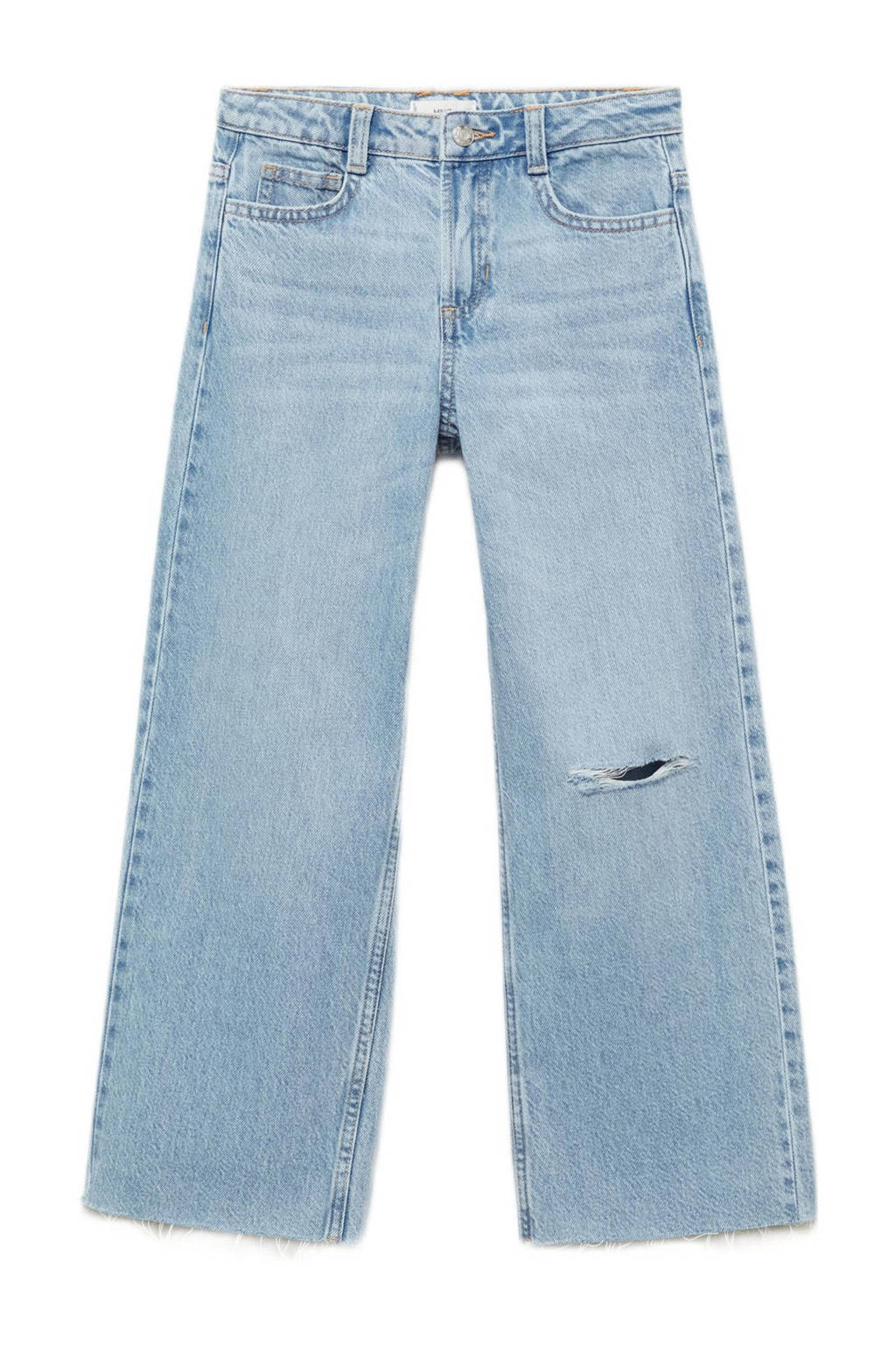 Mango Kids wide leg regular waist jeans light blue denim