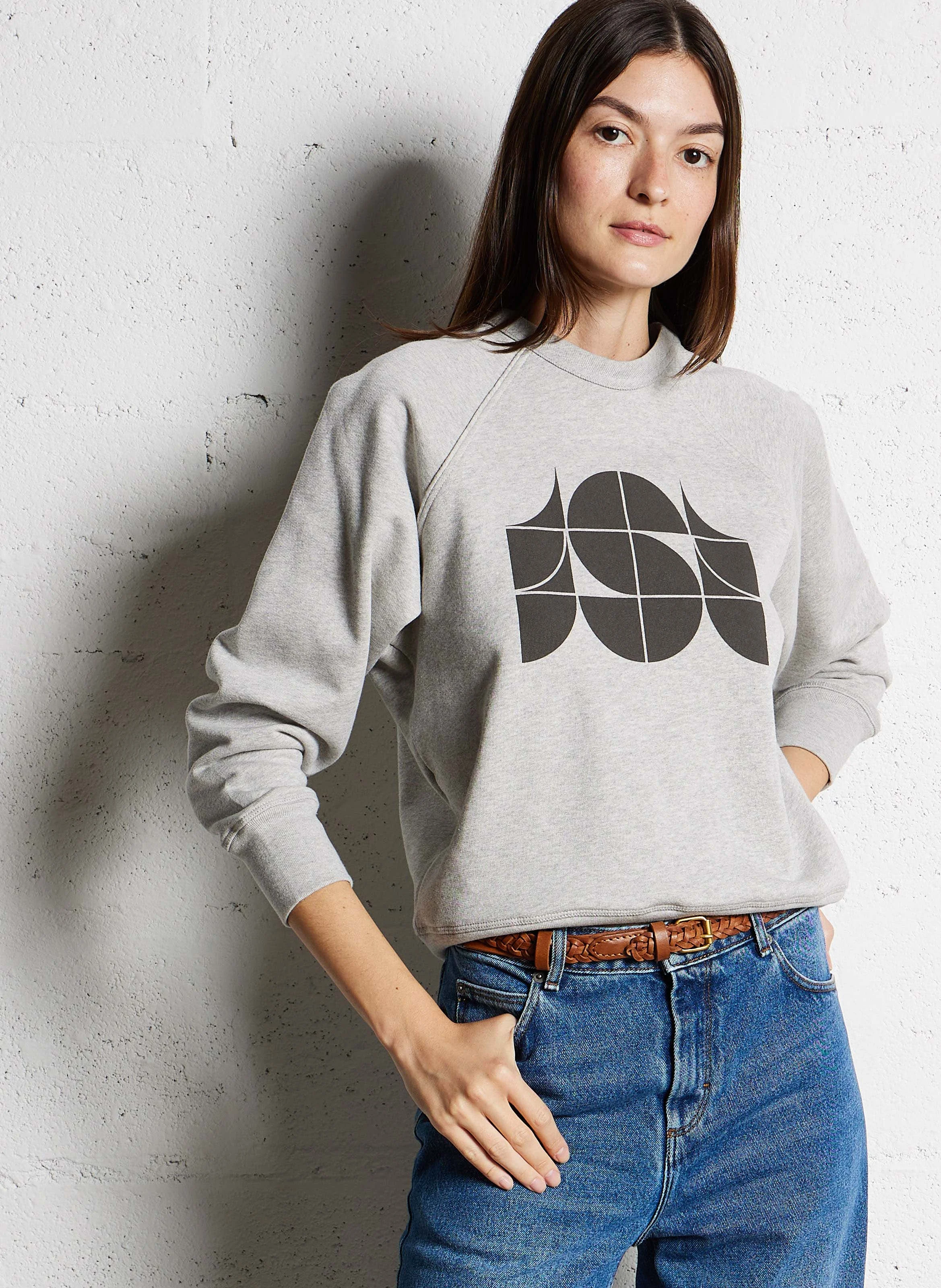 PASCAL - Sweat droit col rond en coton bio | Gris