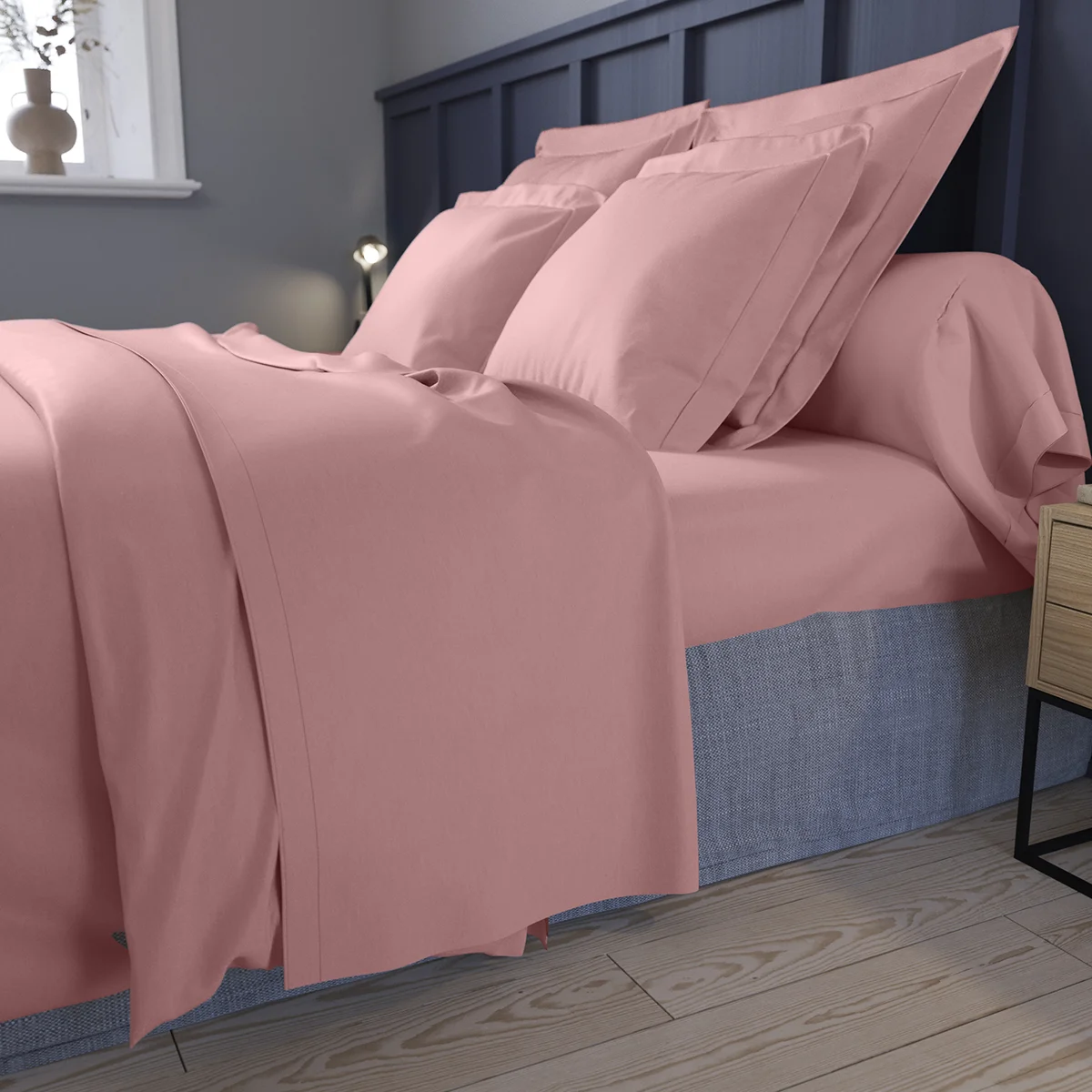 Drap plat Partition Satin de coton Coloris Rose