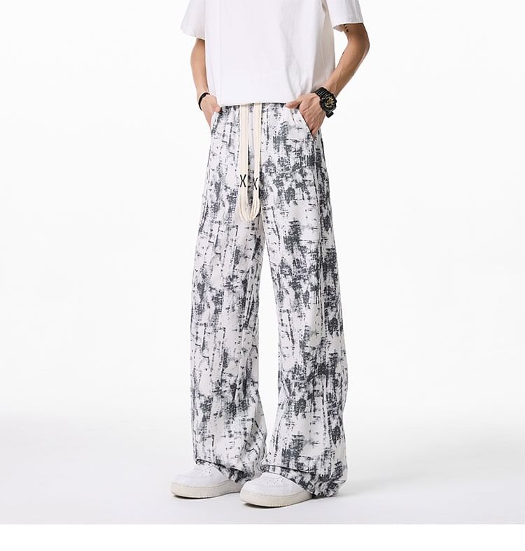 Priam - Tie Dye broek met trekkoord in de taille en rechte pijpen