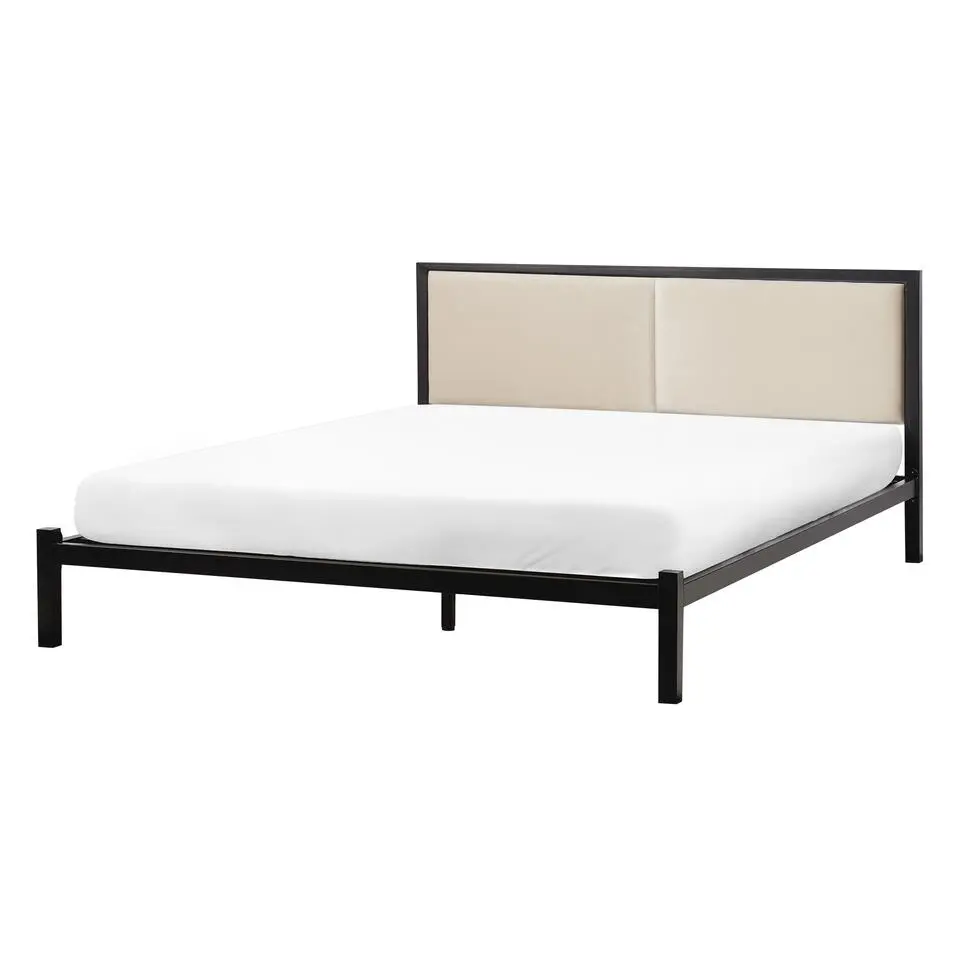 CLAMART - Tweepersoonsbed - Lichtbeige/Zwart - 140 x 200 cm - Metaal