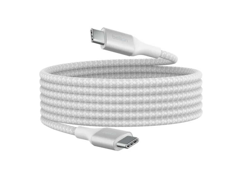 Belkin BoostCharge - USB-kabel - 24 pin USB-C (han) til 24 pin USB-C (han) - USB 2.0 - 2 m - op til 240 W strømforsyningssupport - hvid