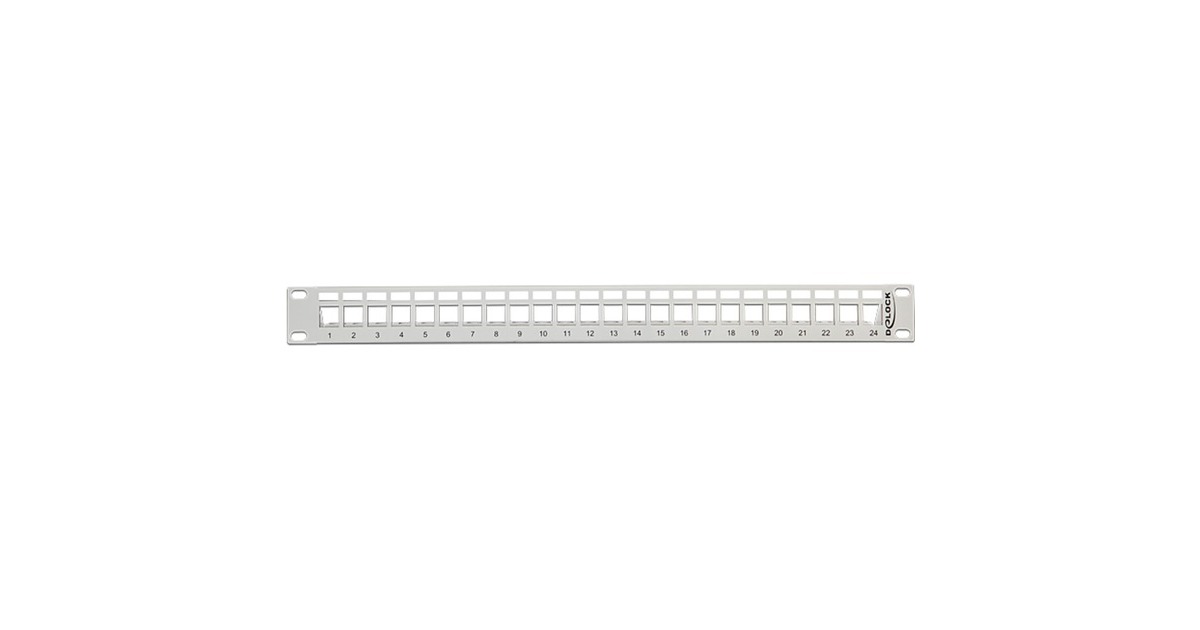DeLOCK19″ Keystone Patch Panel 24 Port grey patchpaneel  (Grijs, 1HE, 43302)