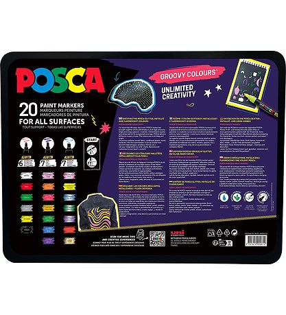 Posca Filzstifte m. Metallbox - 20 st. - Groovy Farben