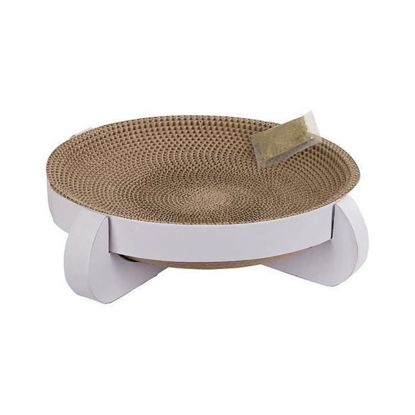 Corbeille griffoir platinum 35x35x10cm, avec catnip, blanc