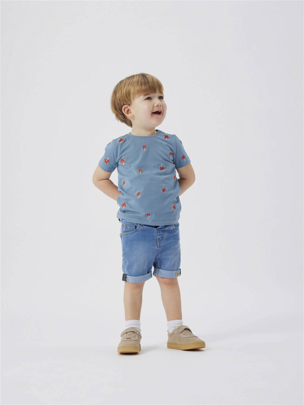 NAME IT T-shirt NMMHELUR met all over print middenblauw/rood