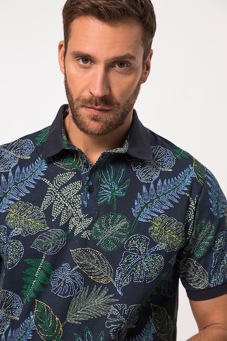 Poloshirt, Halbarm, Allover-Print, Polokragen, bis 8 XL