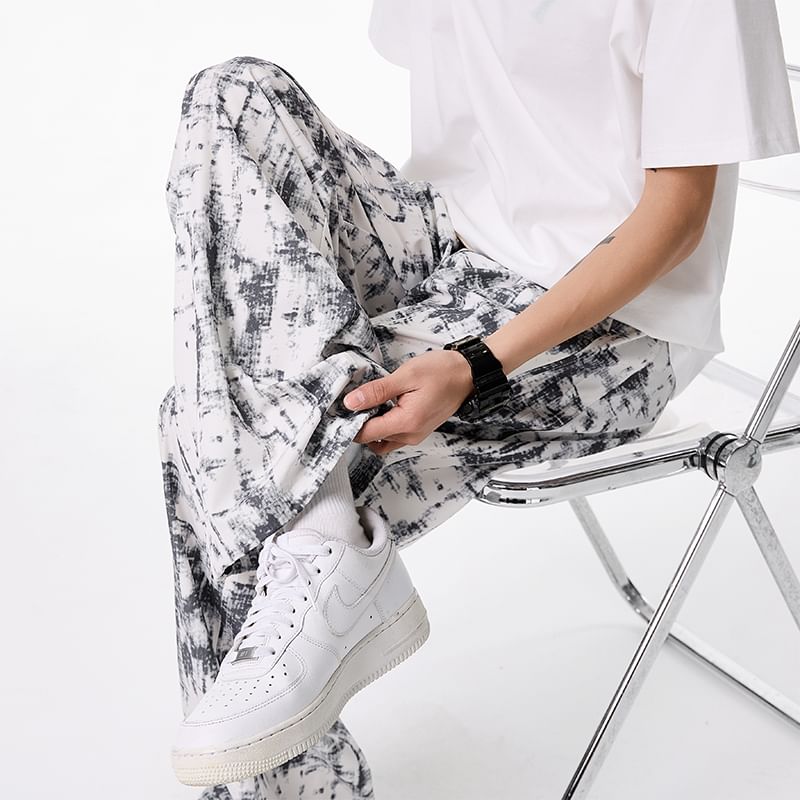 Priam - Tie Dye broek met trekkoord in de taille en rechte pijpen