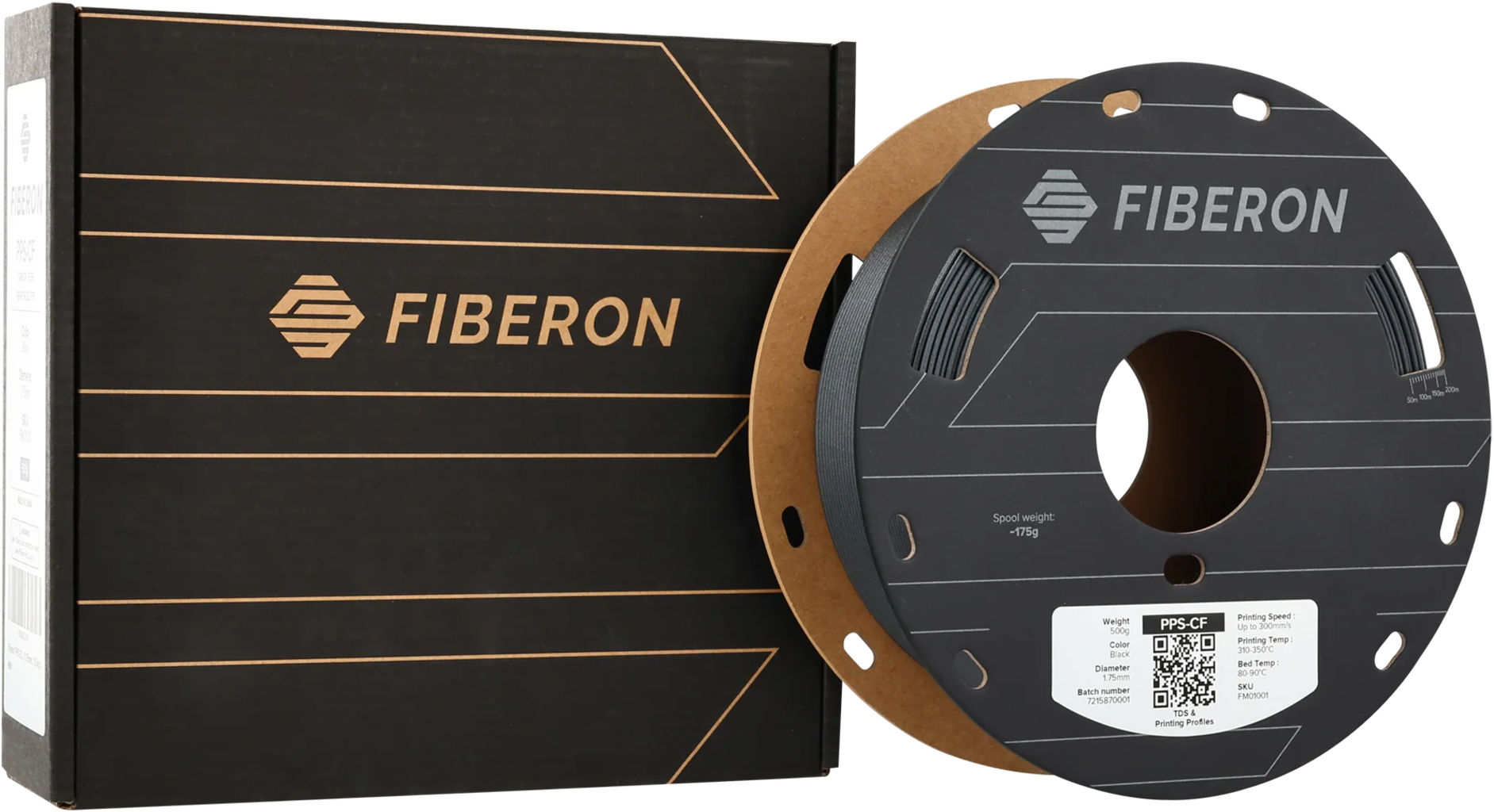 Polymaker  Fiberon™ PPS-CF10 Black, 1,75 mm / 500 g    Hochleistungsfilament mit Kohlefasern für anspruchsvolle Anwendungen