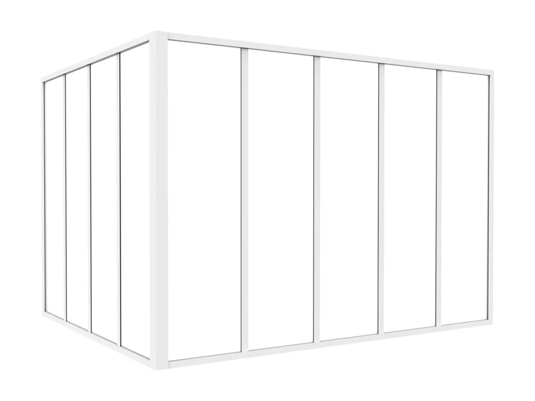 Verrière d'angle d'atelier en aluminium thermolaqué - L150 x L120 x H105 - Blanc - BAYVIEW