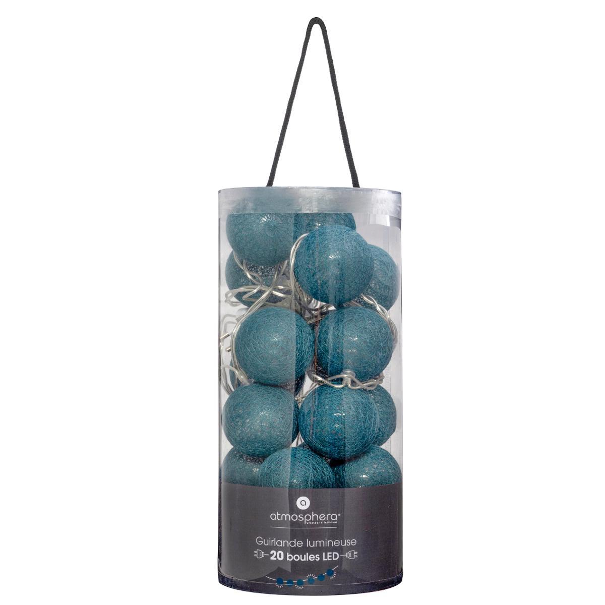 GUIRLANDE LED SECTEUR 20 BOULES BLEU D.6CM
