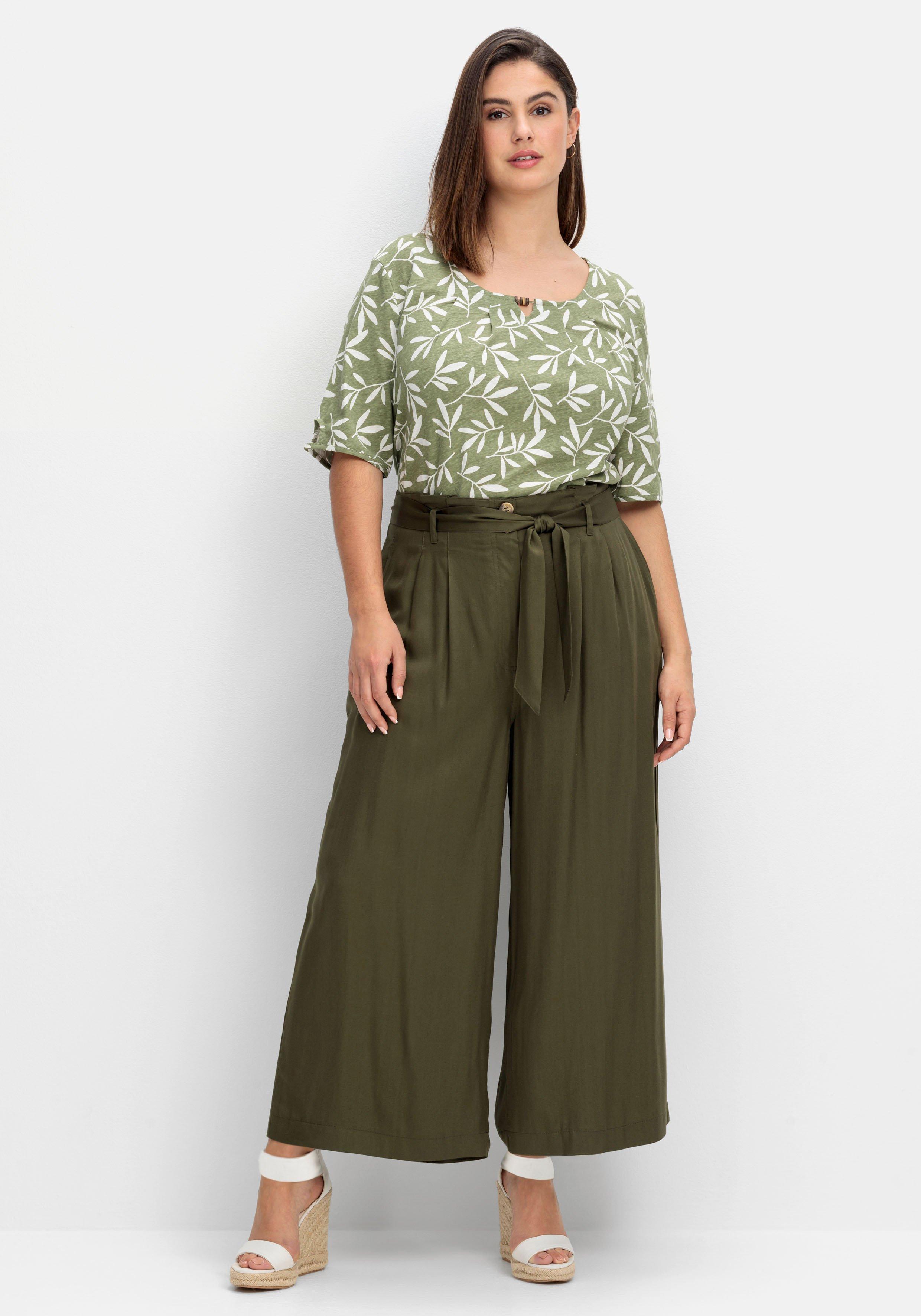 Culotte mit High-Waist-Bund und Stoffgürtel