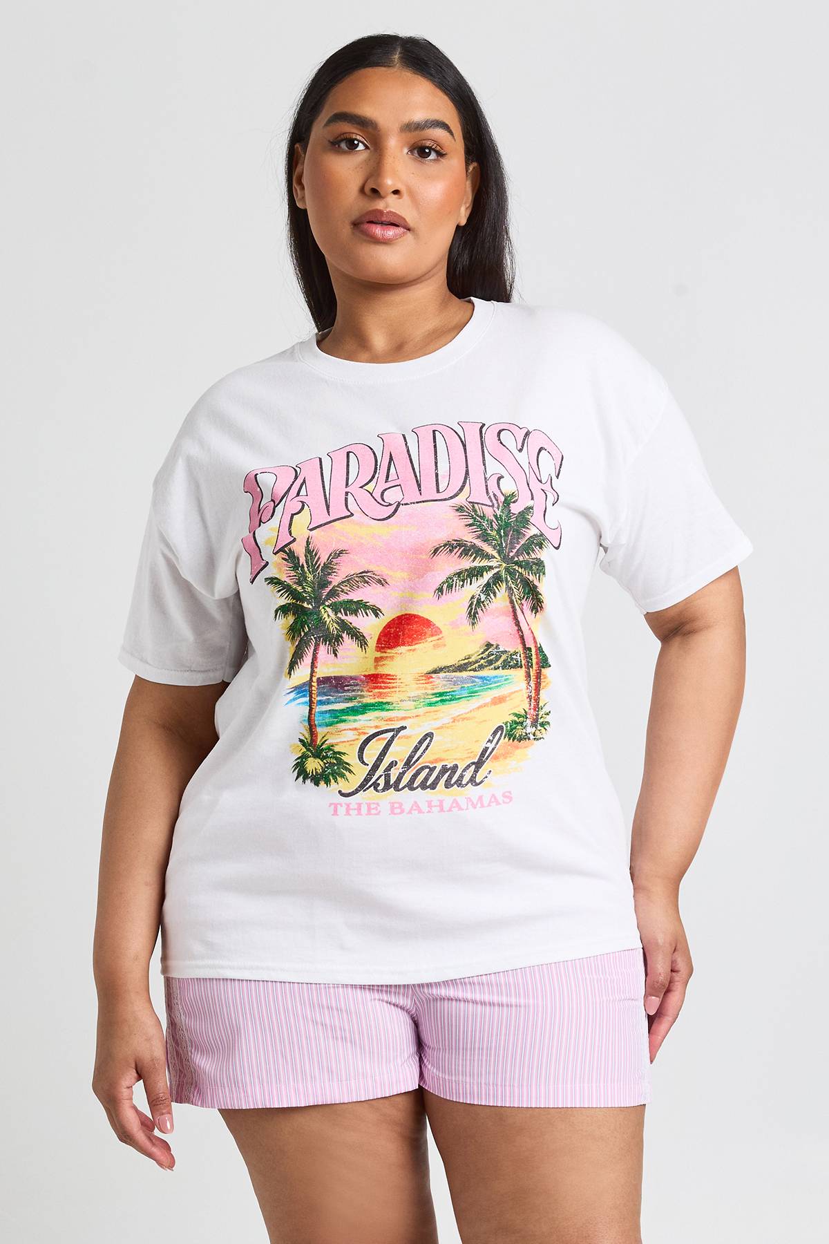 boohoo T-shirt Imprimé Paradise Grande Taille