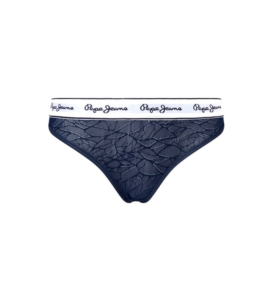 Calcinha fio dental clássica Pepe Jeans em tela azul marinho